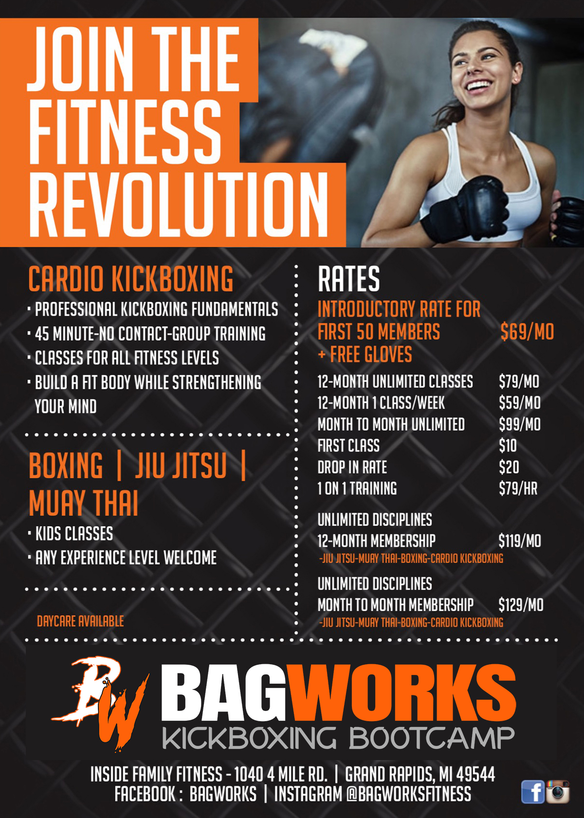 Bagworks Kickboxing Bootcamp Membership Pricing Menu